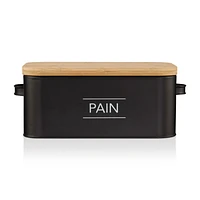 Metal Bread Box with Bamboo Lid
