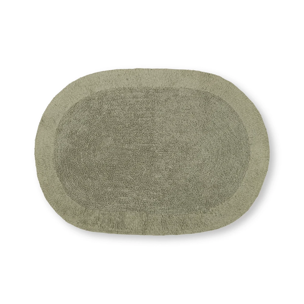 Teal Oval Tufted Bath Mat