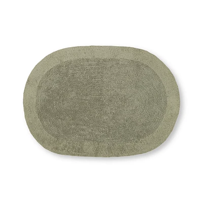 Teal Oval Tufted Bath Mat