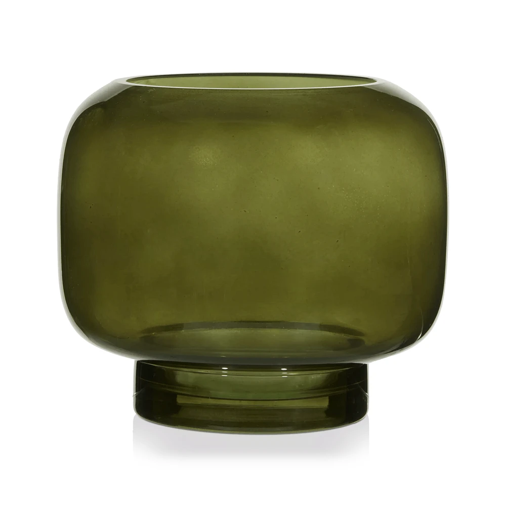 Green Glass Pillar Candle Holder