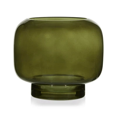 Green Glass Pillar Candle Holder
