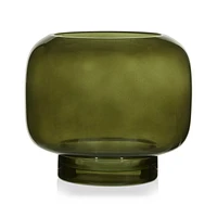Green Glass Pillar Candle Holder