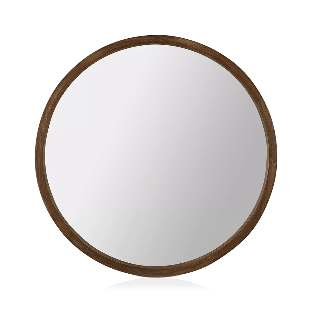 Round Wood Framed Mirror