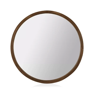 Round Wood Framed Mirror