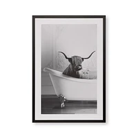 Bull in Bathtub Printed Framed Art