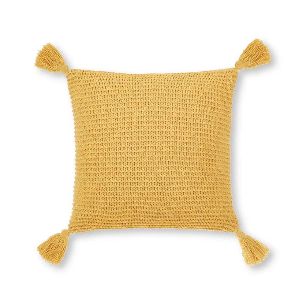 Yellow Erna Decorative Pillow with Tassels
