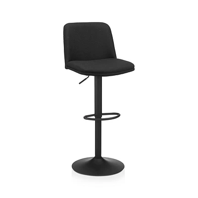 Black Fabric and Metal Adjustable Bar Stool