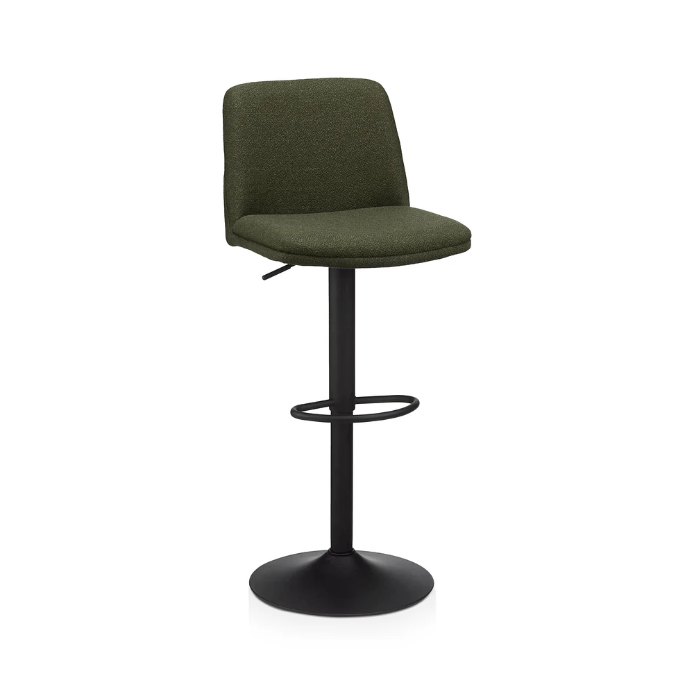 Khaki Fabric and Metal Adjustable Bar Stool