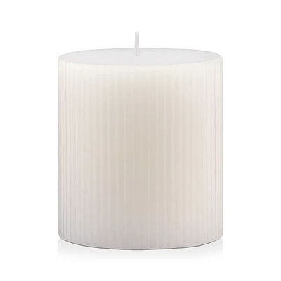White Short Ribbed Candle