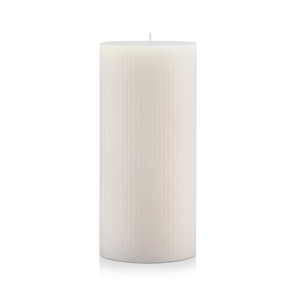 White Tall Ribbed Candle
