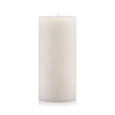 White Tall Ribbed Candle