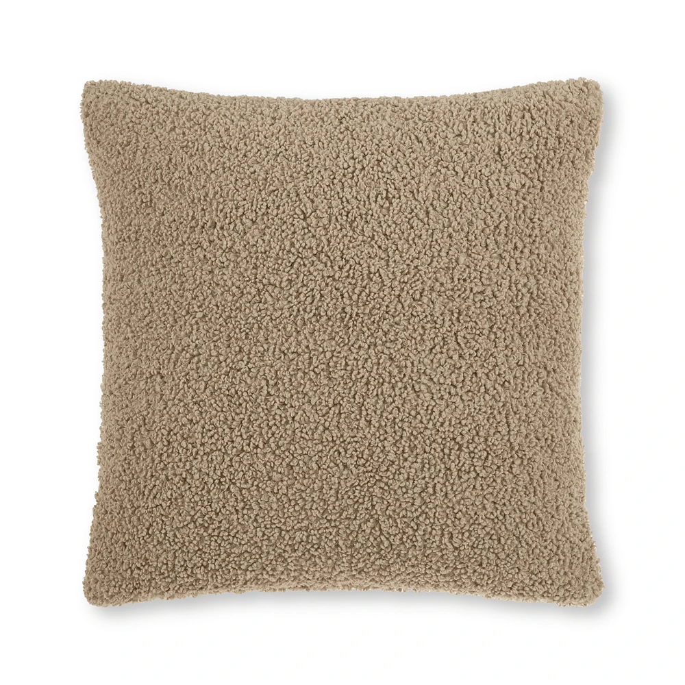 Beige Doodle Boucle Decorative Throw Pillow
