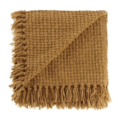 Ochre Basic Chenille Knit Throw