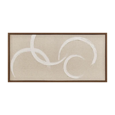 Circles on Linen Oil Painted Framed Art