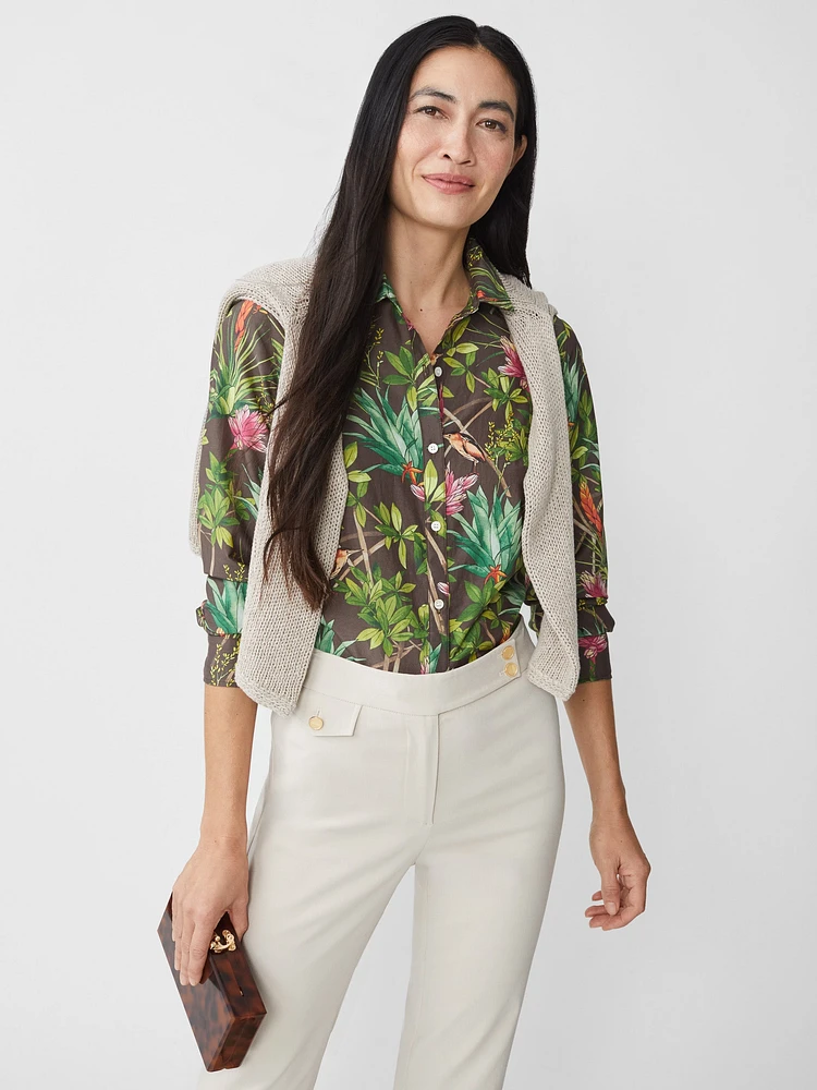 Britt Silk Cotton Shirt Mangrove Idyll