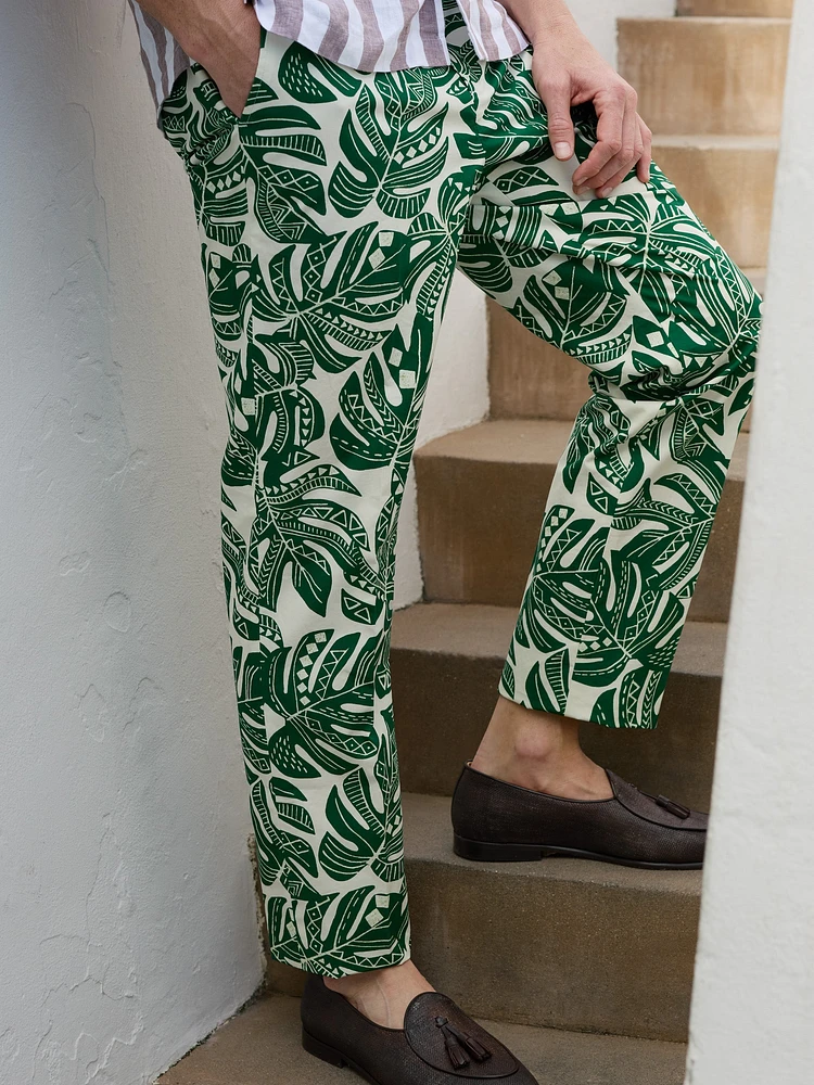Oxford Pants Patterned Leaves