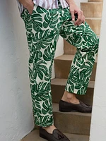 Oxford Pants Patterned Leaves