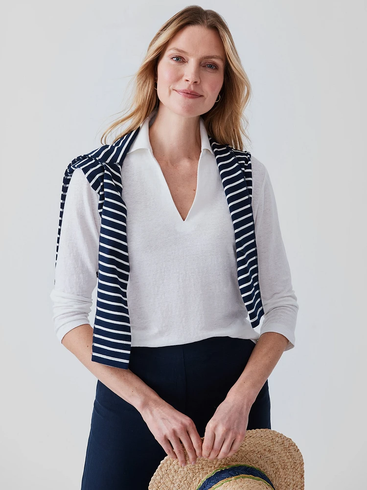 Aida 3/4 Sleeve Linen Top
