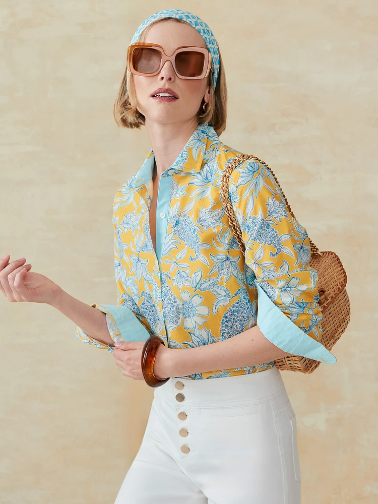 Britt Silk Cotton Shirt Paisley Petals