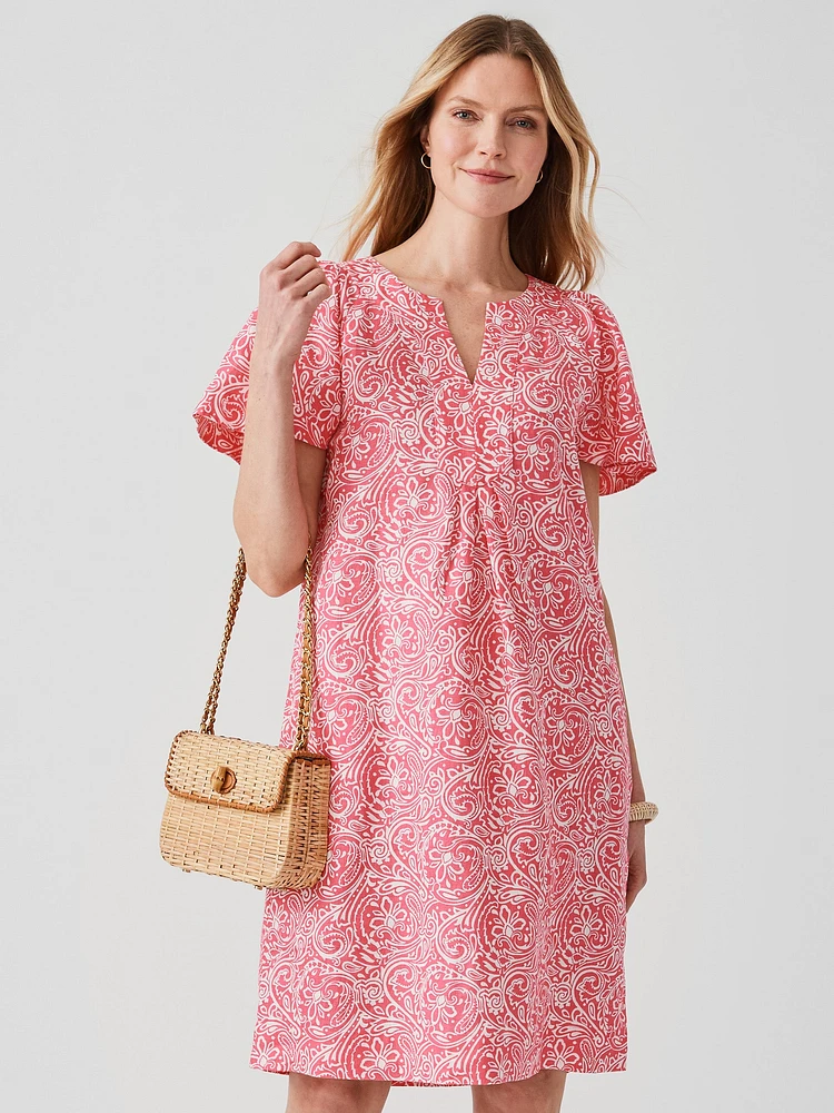 Cordelia Linen Dress Two Tone English Paisley