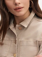 Veste en denim à ourlet effiloché