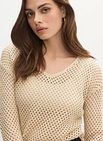 Pull à encolure en V tricot ajouré