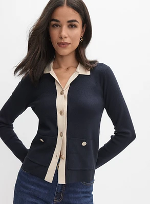 Contrast Trim Cardigan