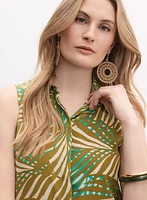 Palm Print Sleeveless Blouse
