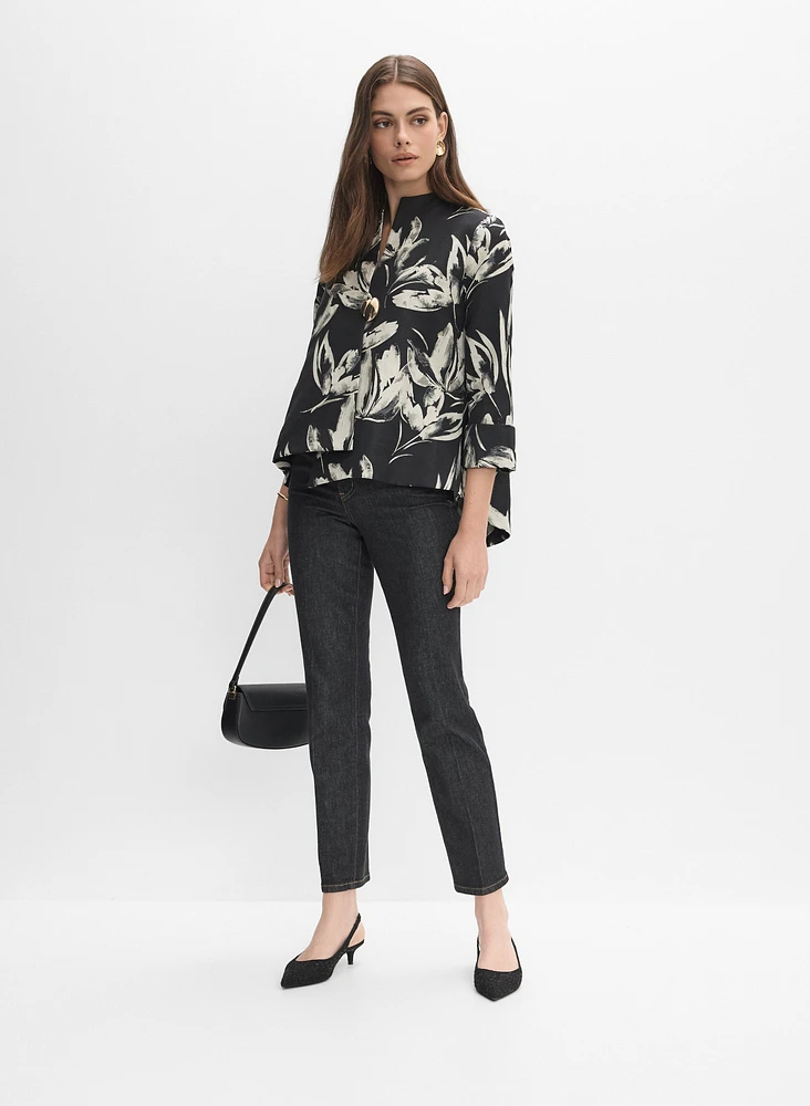 Joseph Ribkoff - Floral Asymmetric Swing Jacket
