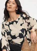 Floral Pleat Sleeve Top