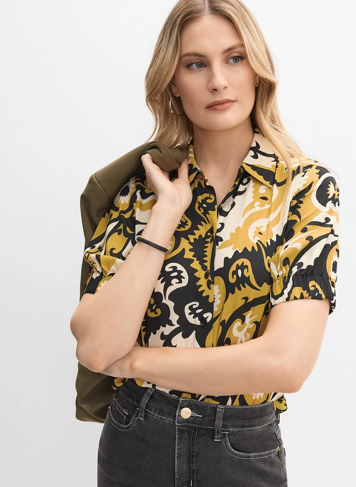 Blouse boutonnée à motif abstrait