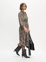 Pleated Leopard Print Dress