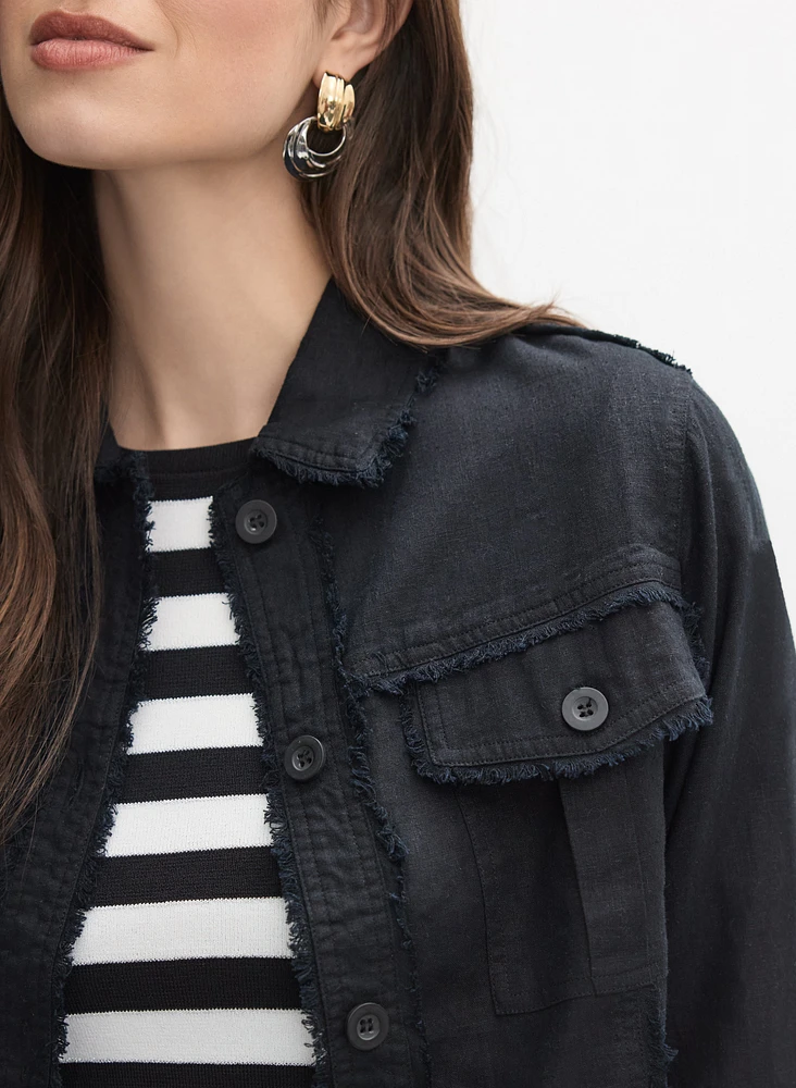 Veste à bordures effilochées