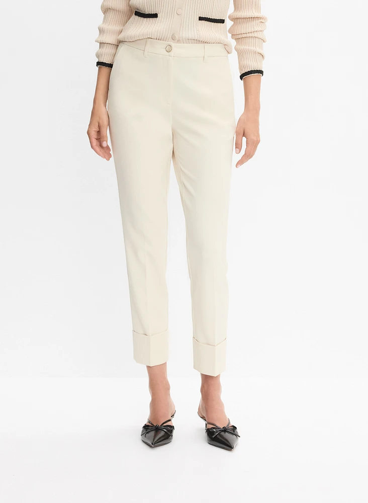 Cuffed Straight-Leg Pants