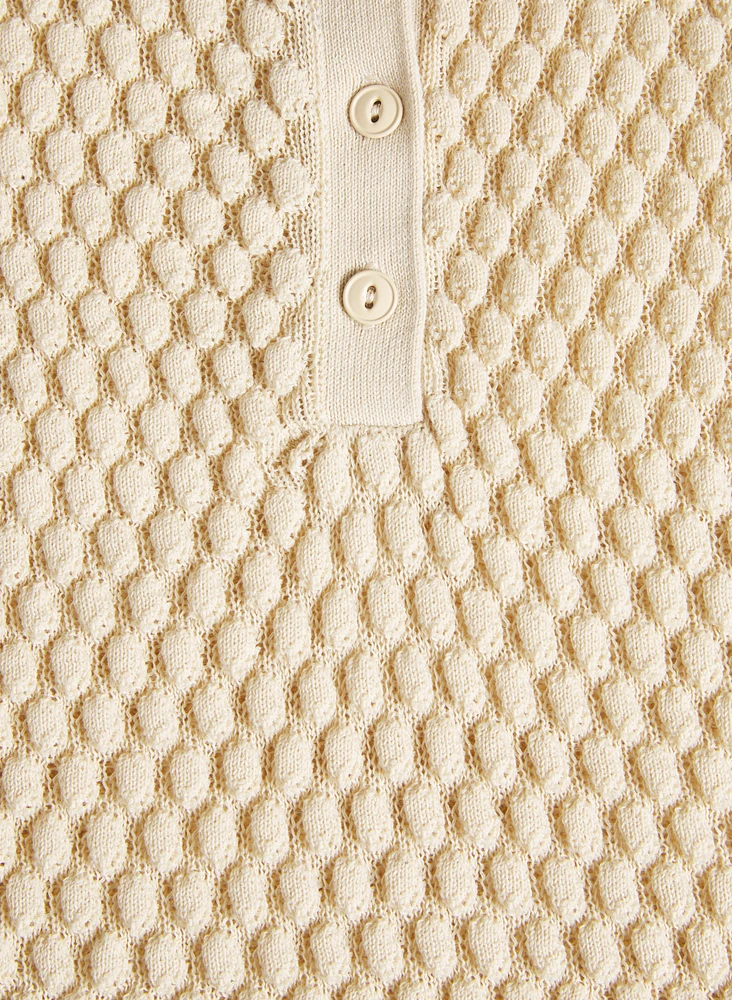 Sleeveless Knit Polo Top