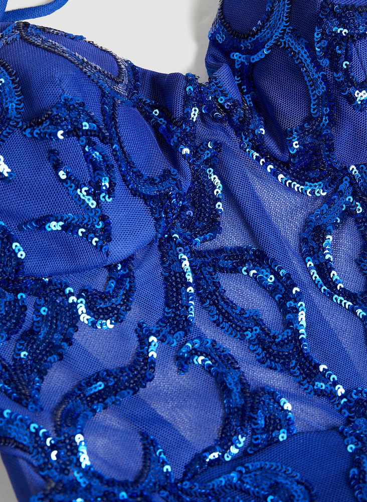 Robe ajustée avec broderies en paillettes