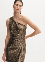 Robe épaule unique à paillettes