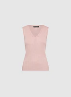Sleeveless Ribbed Knit Sweater