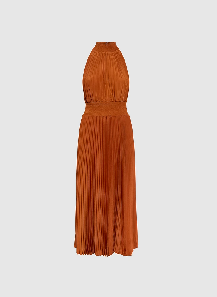 Plissé Satin Dress