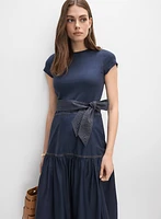 Contrast Stitch Maxi Dress