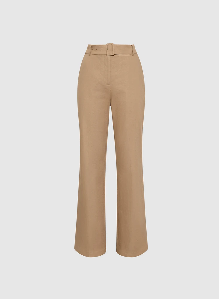 Pantalon large en mélange de lin
