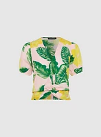 Tropical Twist-Hem Blouse