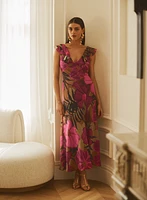 Floral Ruffle Front Dress