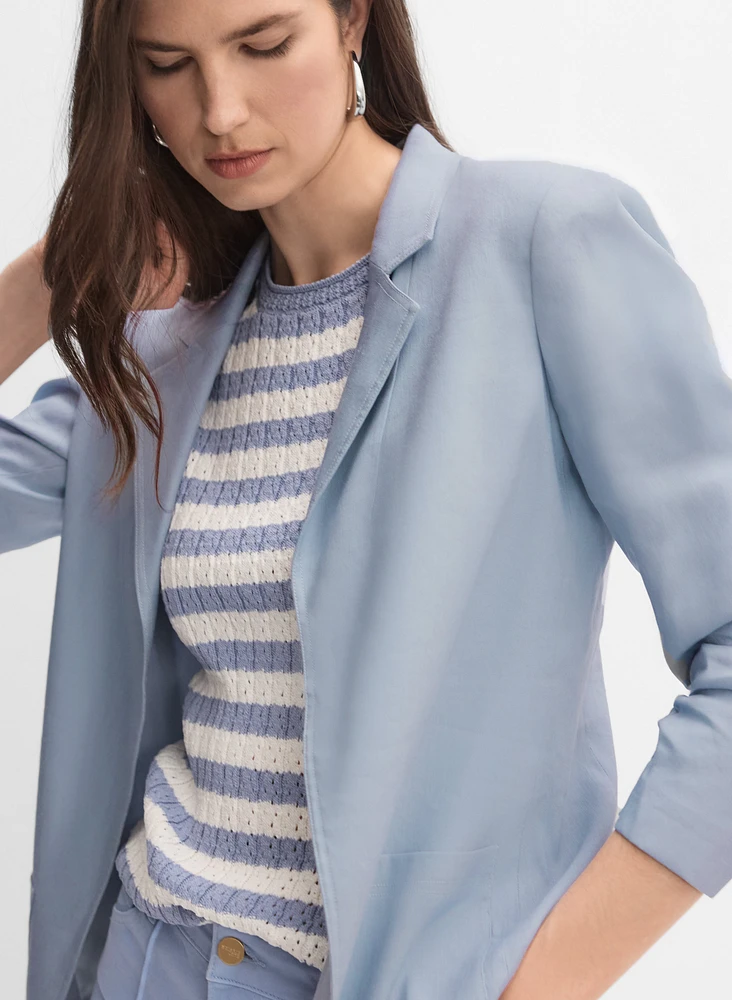 Blazer ouvert en mélange de lin