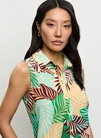 Sleeveless Palm Print Blouse