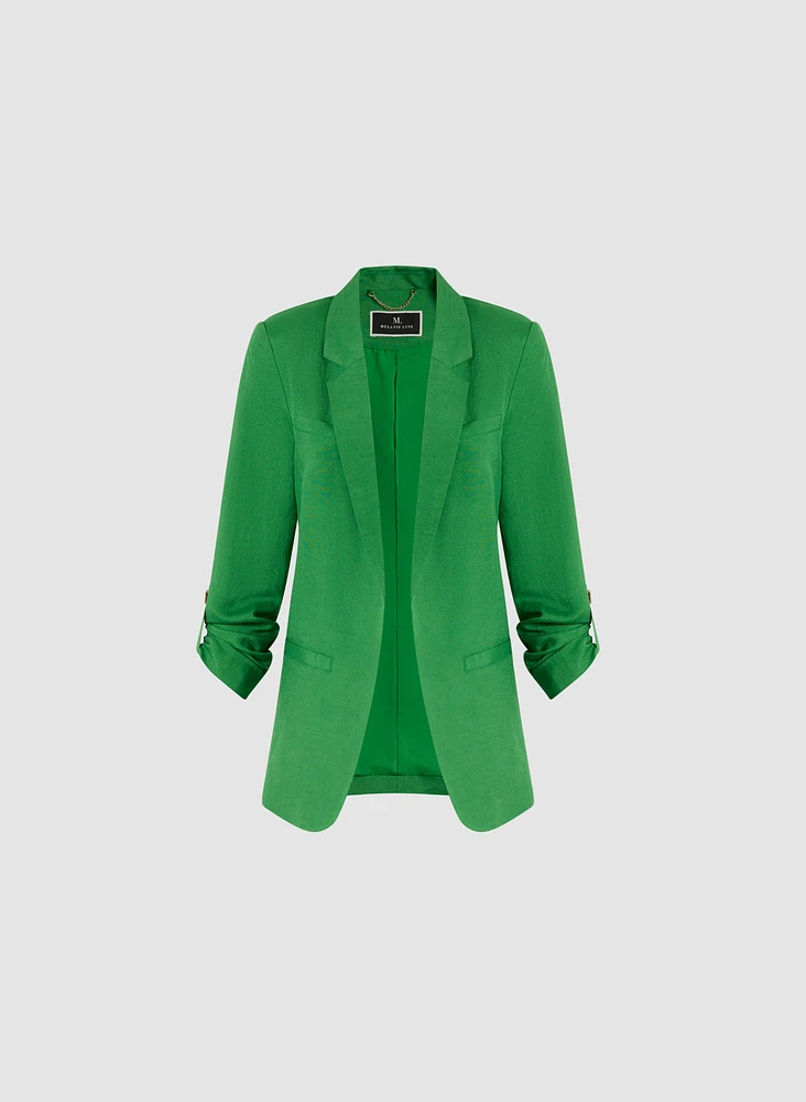 Blazer en lin à manches roulées