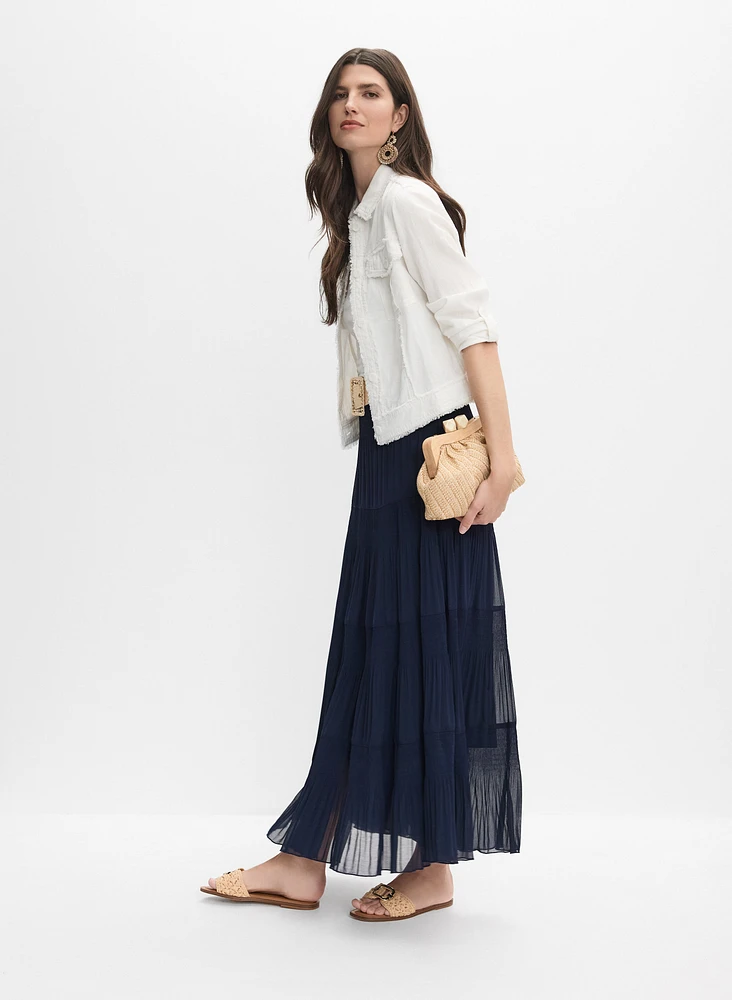 Pleated Chiffon Maxi Skirt