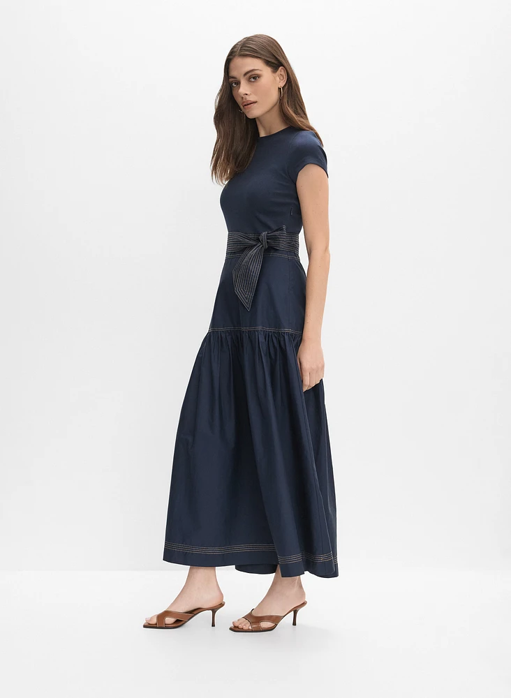 Contrast Stitch Maxi Dress