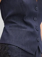 Cropped Denim Vest
