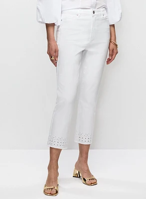 Capri en denim à oeillets